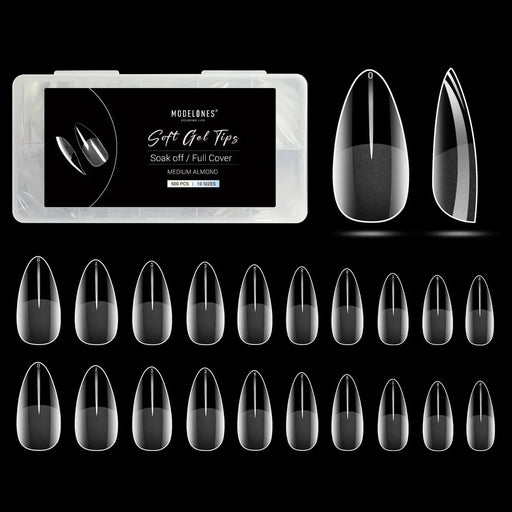Modelones 500Pcs Semi-Frosted Almond Full Cover Nail Tips