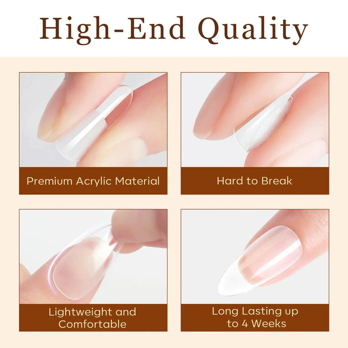 Modelones 500Pcs Semi-Frosted Almond Full Cover Nail Tips