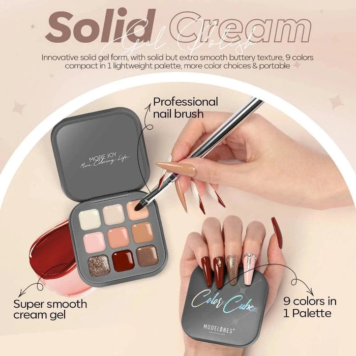 Modelones Gel Polish palette 9 Shades Solid Cream - Best ever coffee time