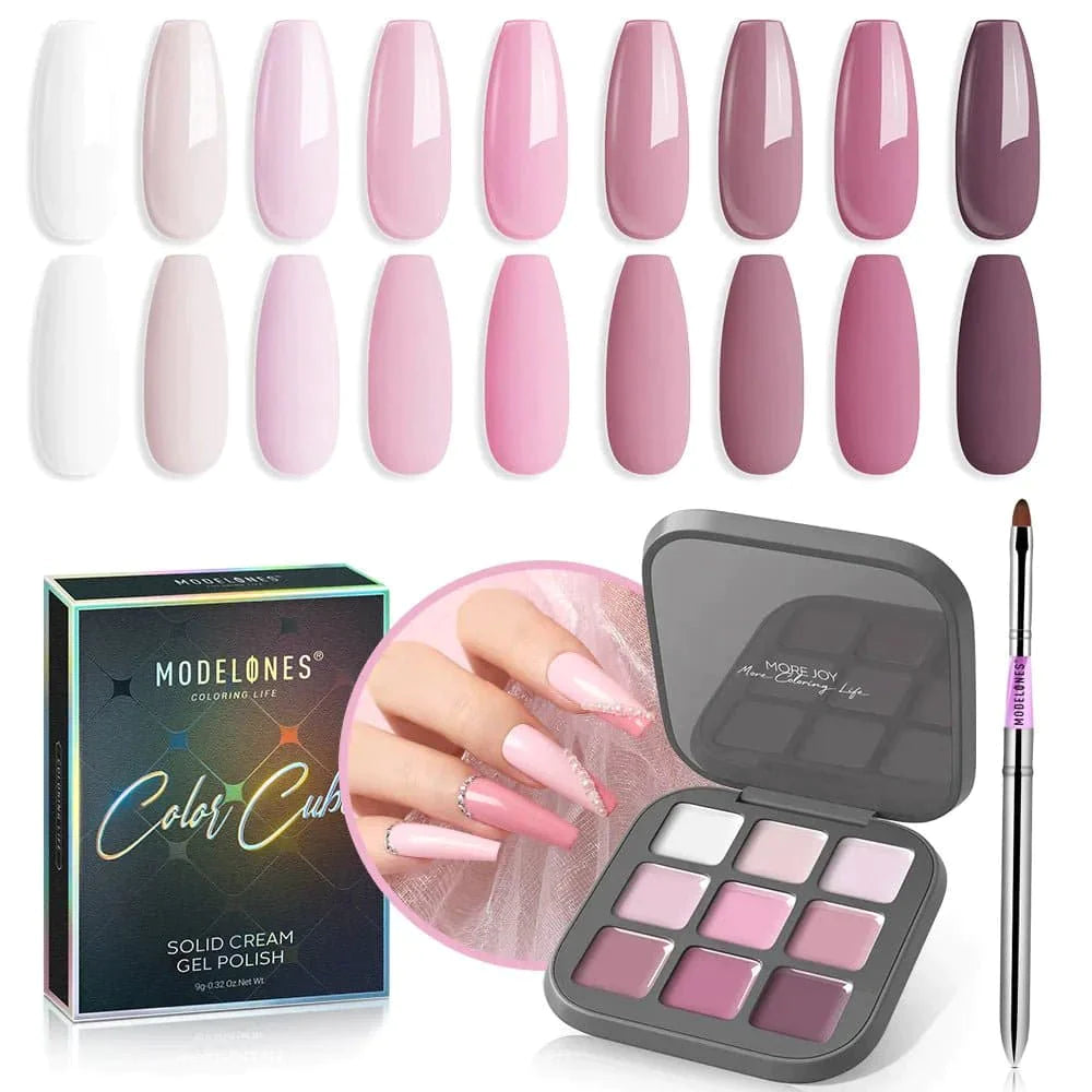 Modelones Gel Polish palette 9 Shades Solid Cream - Refreshing grapefruit