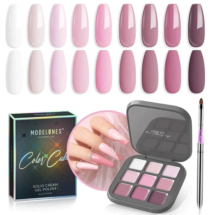 Modelones Gel Polish palette 9 Shades Solid Cream - Refreshing grapefruit