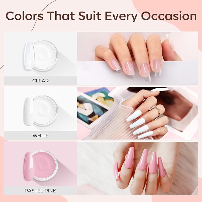 Modelones Acrylic Nail Kit - Clear/White/Pink