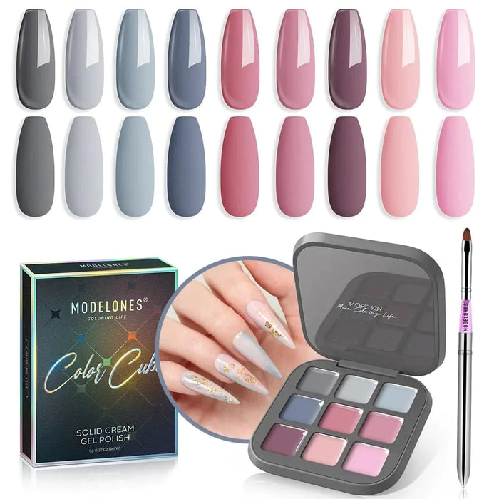 Modelones Gel Polish palette 9 Shades Solid Cream - Creamy Squid Ink Pasta