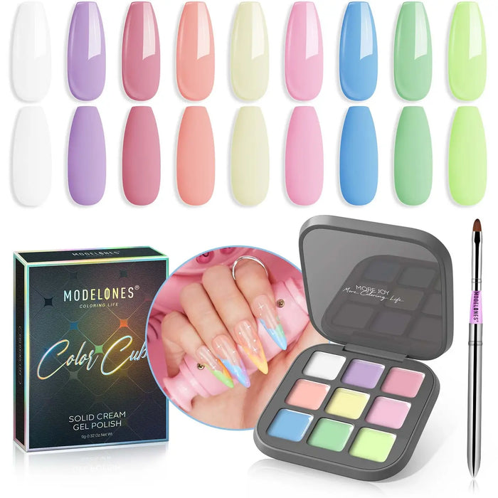 Modelones Gel Polish palette 9 Shades Solid Cream - Floating clouds