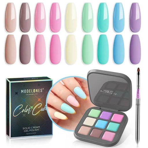 Modelones Gel Polish palette 9 Shades Solid Cream - Perfect Macaron